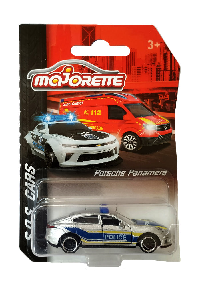 Majorette SOS Cars - Set of 6 | Official Licensed Die-Cast Emergency Vehicles (Porsche, Camaro, Ambulance, Fire Truck, Police, SUV)
