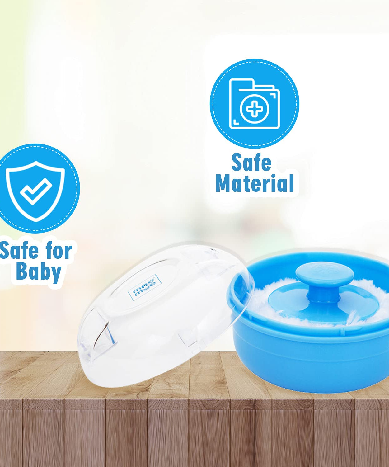 Mee Mee Soft feel Powder Puff with Box Holder Container for New Born and Kids - MINIMEE KIDS