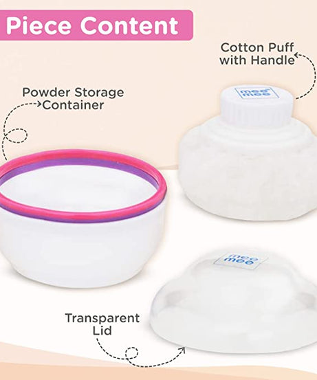Mee Mee Premium Powder Puff with Powder Storage for Babies (Color May differ) - MINIMEE KIDS