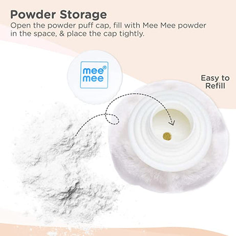 Mee Mee Premium Powder Puff with Powder Storage for Babies (Color May differ)