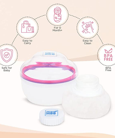 Mee Mee Premium Powder Puff with Powder Storage for Babies (Color May differ) - MINIMEE KIDS