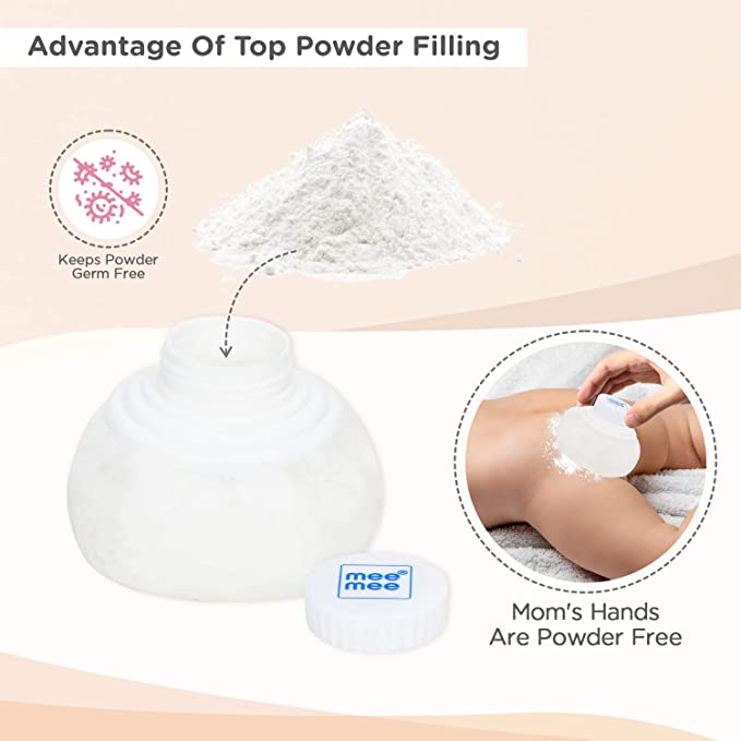 Mee Mee Premium Powder Puff with Powder Storage for Babies (Color May differ)