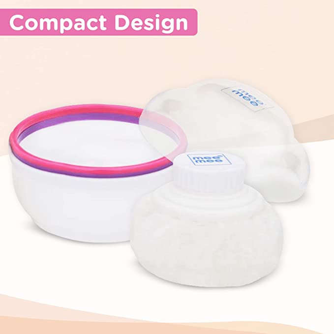 Mee Mee Premium Powder Puff with Powder Storage for Babies (Color May differ)