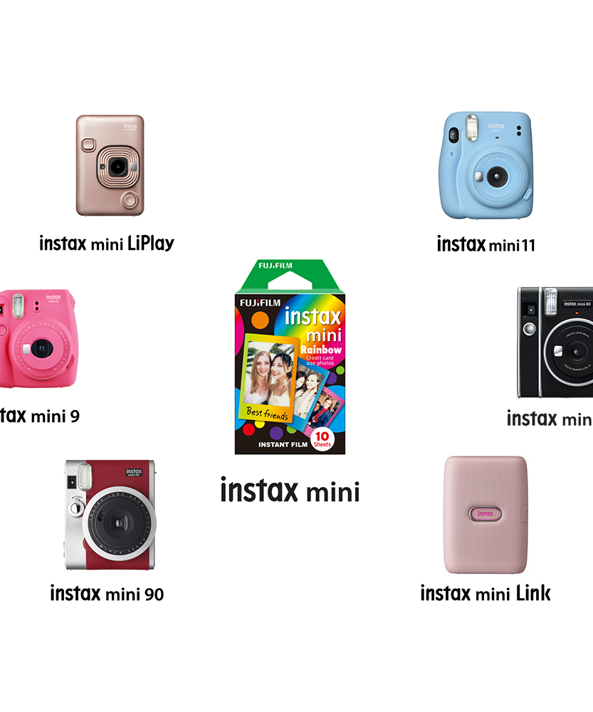 Fujifilm Instax Mini Rainbow Instant Film – 10 Sheets | Vibrant Credit Card-Size Prints | Compatible with All Instax Mini Cameras & Printers | High-Gloss Finish