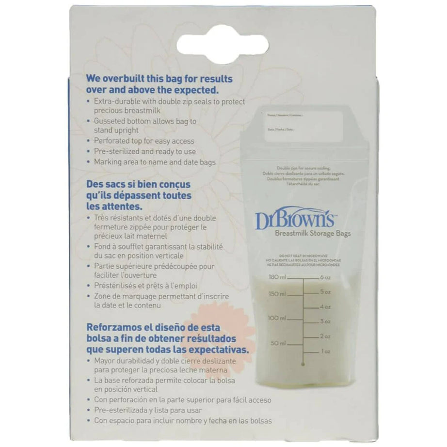 Dr Brown's Breast Milk Storage Bags pre-sterilized - 25*180ml - MINIMEE KIDS