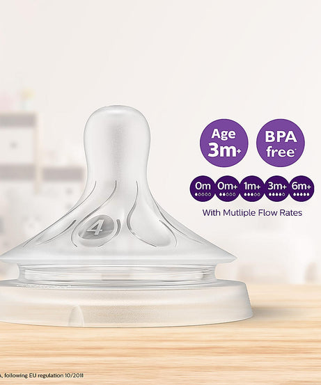 Philips Avent Natural Response Teat for 3 months and above | Flow 4 | Pack of 2 | BPA Free | SCY964/02 - MINIMEE KIDS