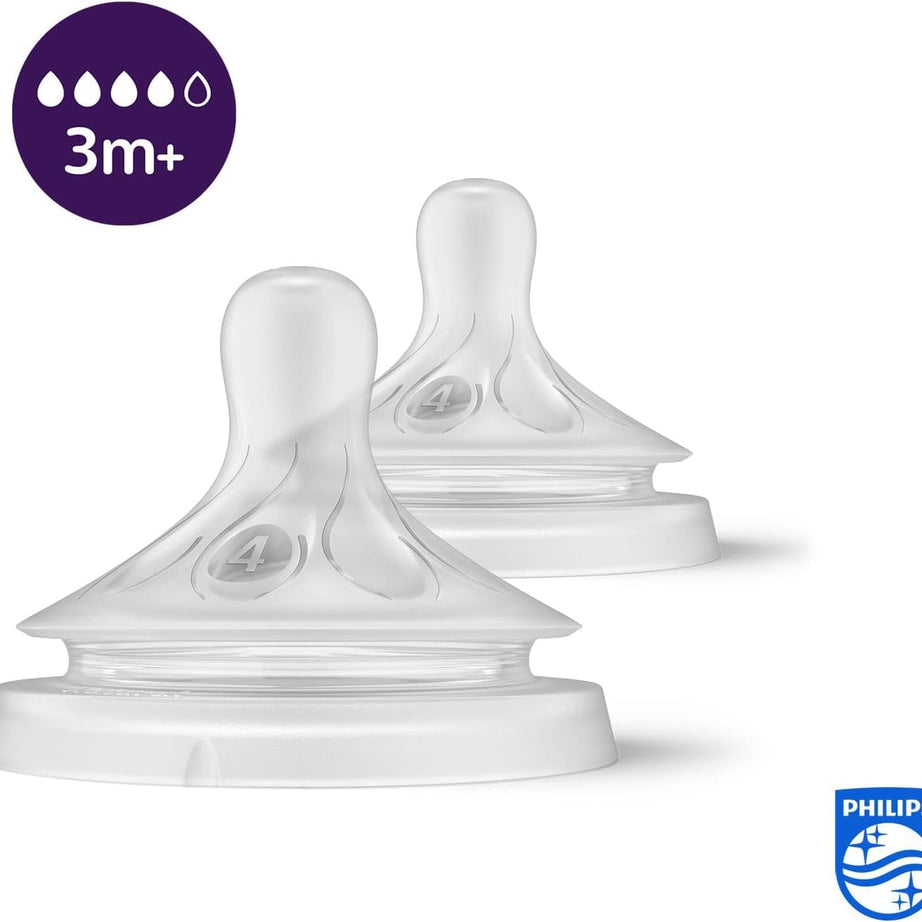 Philips Avent Natural Response Teat for 3 months and above | Flow 4 | Pack of 2 | BPA Free | SCY964/02