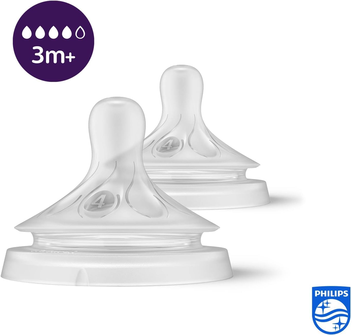 Philips Avent Natural Response Teat for 3 months and above | Flow 4 | Pack of 2 | BPA Free | SCY964/02