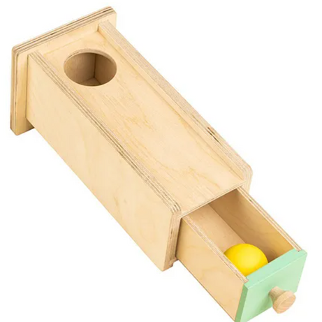 Curious Cub Wooden Object Permanence Box with Drawer, Montessori-Inspired Educational Toy for Babies 9 Months+ | Develops Fine Motor Skills, Hand-Eye Coordination & Early Logic