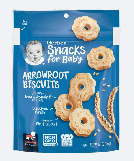 Gerber Arrowroot Biscuits - Snacks for Crawlers 10 Months & Above - 155g - MINIMEE KIDS