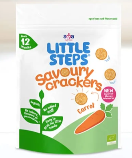 SMA Nutrition LITTLE STEPS® Organic Savoury Crackers Carrot From 12 Months & Above - 100g
