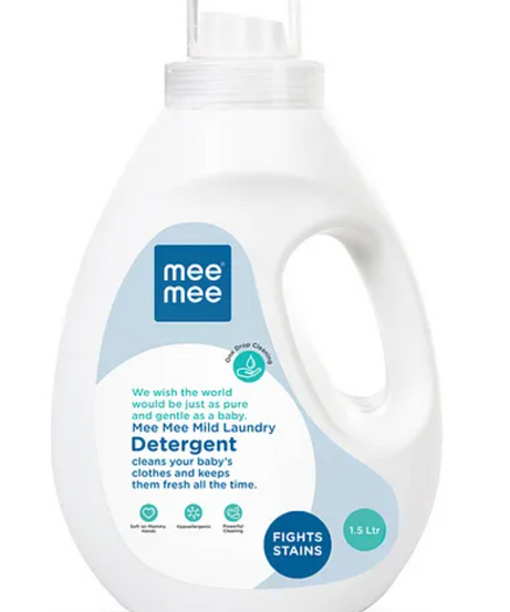 Mee Mee Mild Baby Laundry Detergent – 1.5L | Gentle on Baby’s Skin & Mother’s Hands | Removes Tough Stains, Kills Germs & Keeps Fabrics Soft | Phosphorus-Free & Aloe-Enriched Liquid Detergent