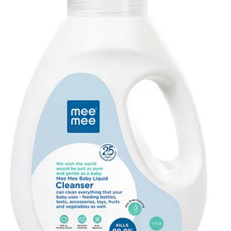 Mee Mee Baby Liquid Cleanser – 1.5L | Multi-Purpose Cleaner for Baby Bottles, Accessories, Toys, Fruits & Vegetables | Removes Stubborn Milk Stains & Odors | Biodegradable & pH Balanced Formula