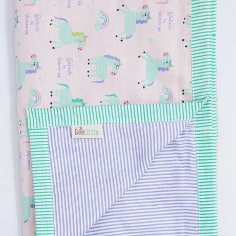 BeeLittle Organic Muslin Blanket – “Magic is Real” Reversible Cotton Baby Blanket | Multi-Layered, Ultra-Soft & All-Weather 36"x42" Muslin Wrap | Chemical-Free & Skin-Safe Comfort