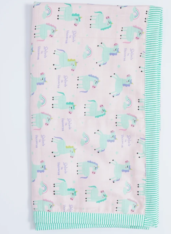 BeeLittle Organic Muslin Blanket – “Magic is Real” Reversible Cotton Baby Blanket | Multi-Layered, Ultra-Soft & All-Weather 36"x42" Muslin Wrap | Chemical-Free & Skin-Safe Comfort