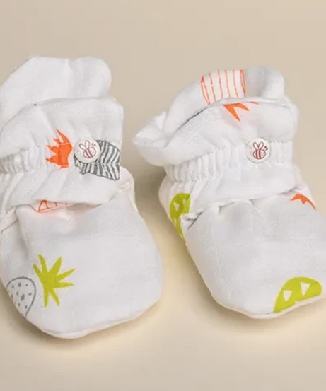 Pineapple Vibes - 0-6m Organic Muslin Booties - MINIMEE KIDS
