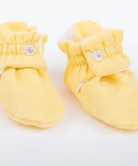 BeeLittle Yellow Organic Muslin Booties for 0-6 Months
