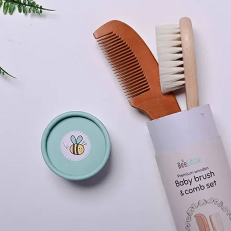 Premium Wooden Baby Comb and Brush Set 2-Piece Set