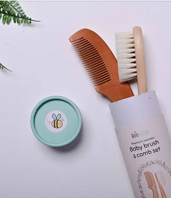Premium Wooden Baby Comb and Brush Set 2-Piece Set