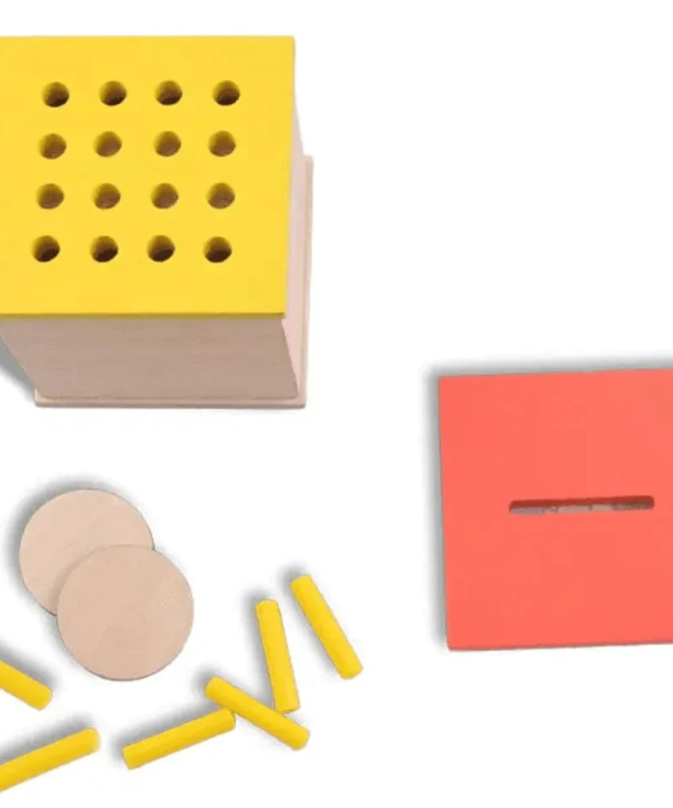 Curious Cub Wooden Coin & Peg Box, Montessori-Inspired 2-in-1 Shape Sorter for Ages 12 Months+, Develops Fine Motor Skills, Problem-Solving, and Object Permanence - MINIMEE KIDS