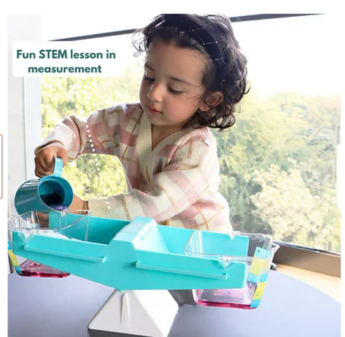 Curious Cub Wooden Balancing Scale, Educational Weighing Toy for Kids 3+ | Montessori-Inspired STEM Learning Game with Colorful Weights to Teach Balance, Mass, and Counting