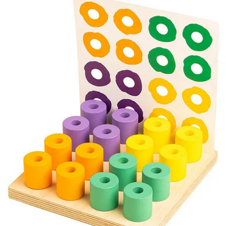 Curious Cub Wooden Stacking & Colour Matching Toy, Montessori-Inspired Educational Ring Stacker for Toddlers Aged 1.5 Years+, Develops Hand-Eye Coordination, Color & Size Recognition
