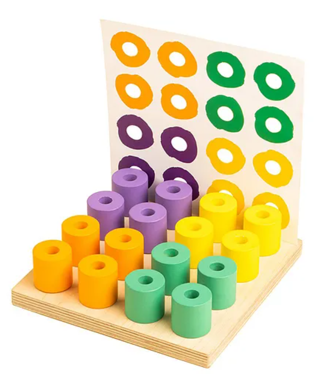 Curious Cub Wooden Stacking & Colour Matching Toy, Montessori-Inspired Educational Ring Stacker for Toddlers Aged 1.5 Years+, Develops Hand-Eye Coordination, Color & Size Recognition