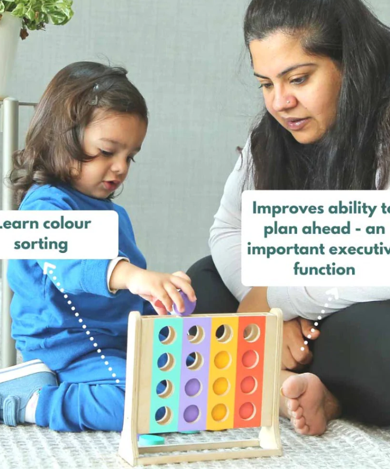 Curious Cub Wooden Colour Sorter Toy, Montessori-Inspired Educational Sorting Game with 16 Coins, Develops Color Recognition, Fine Motor Skills, and Concentration for Toddlers Aged 2+