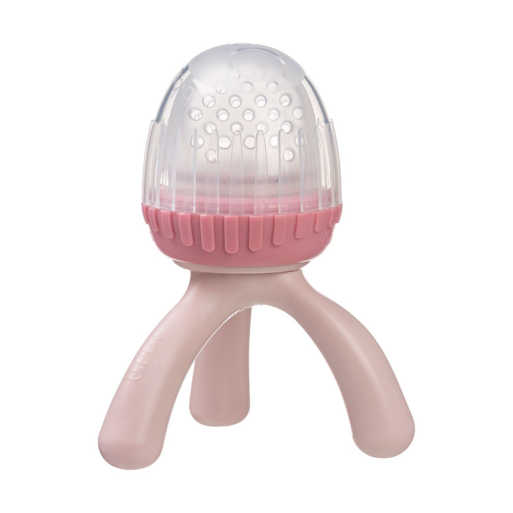B.Box Silicone Fresh Food Feeder for Babies (4m+) | Self-Feeding Fruit & Veggie Teether with Ergonomic Tripod Handle | BPA-Free & Dishwasher Safe | Available in Lullaby Blue, Sage Green, Blush Pink, Peony Purple - MINIMEE KIDS