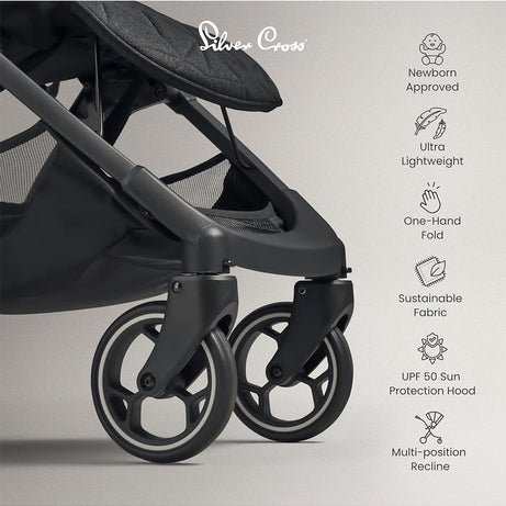 Silver Cross Clic Lightweight Baby Stroller, Cabin Approved | One Hand Fold Car Seat Compatible | Upto 22Kg