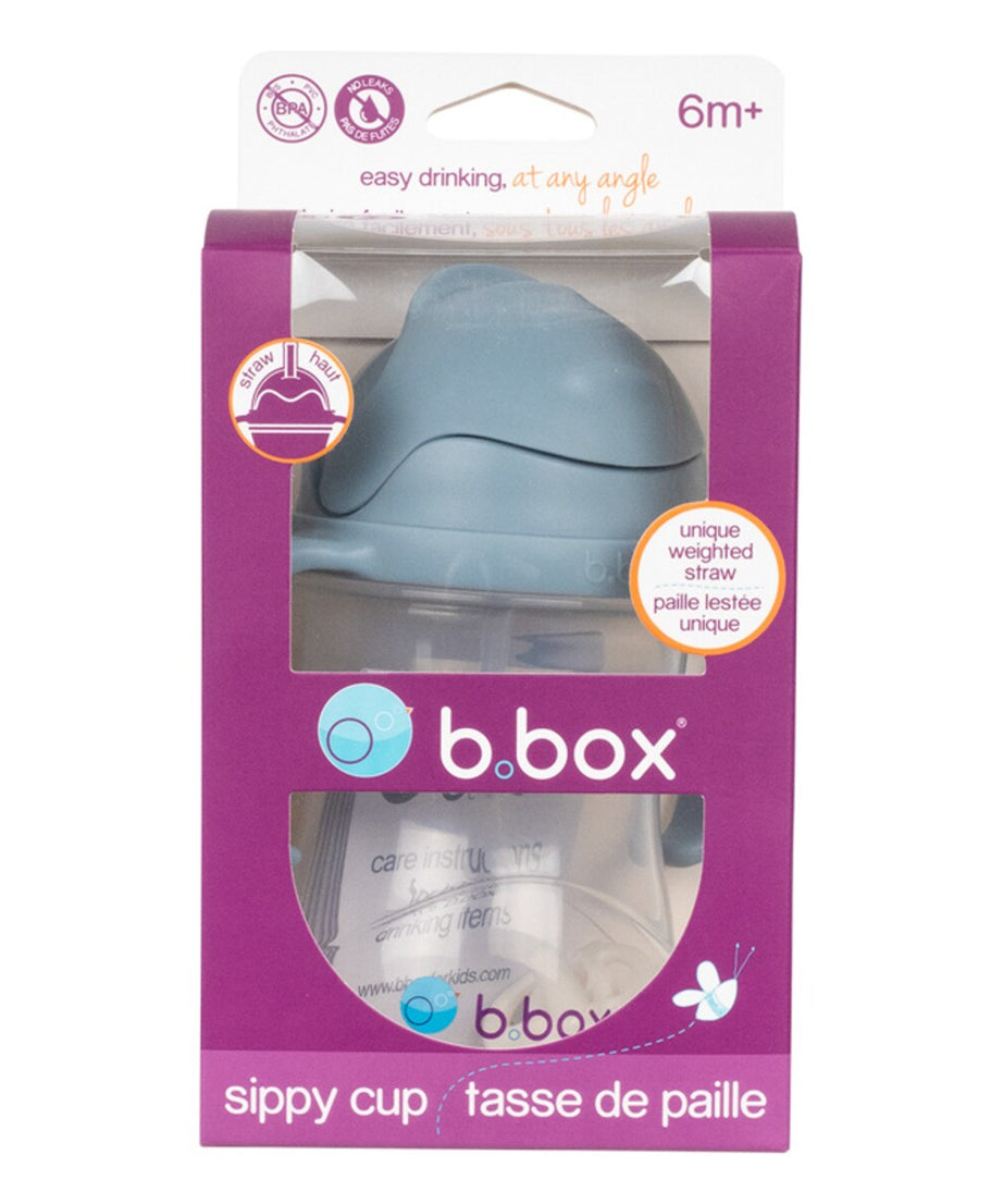 b.box unique weighted Straw Sippy Cup for Babies 6m+ – 240ml | Spill-Proof Transition Cup with Flip-Top Lid & Easy-Grip Handles | BPA-Free | Ocean Blue, Sage Green, Blush Pink Variants - MINIMEE KIDS