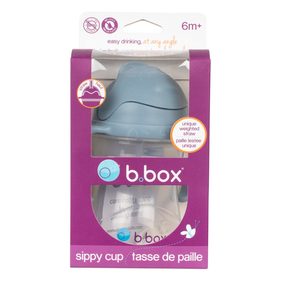 b.box unique weighted Straw Sippy Cup for Babies 6m+ – 240ml | Spill-Proof Transition Cup with Flip-Top Lid & Easy-Grip Handles | BPA-Free | Ocean Blue, Sage Green, Blush Pink Variants