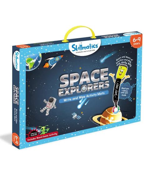 Skillmatics Space Explorers: Engaging Write & Wipe Activity Mats for Kids Ages 6-9 | Discover the Wonders of Space with 20 Repeatable Activities, Board Game Fun, and Essential Learning Skills - MINIMEE KIDS