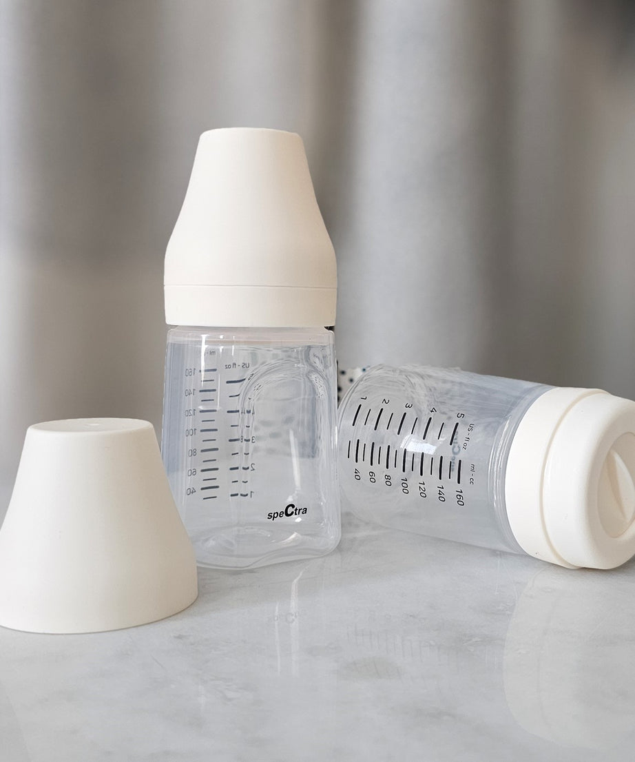 Spectra Breast Milk Storage Bottles – BPA-Free, Wide-Neck, Anti-Roll Design | Compatible with Spectra Breast Pumps (Except Wearable) | 2 Bottles of 160ml Each - MINIMEE KIDS