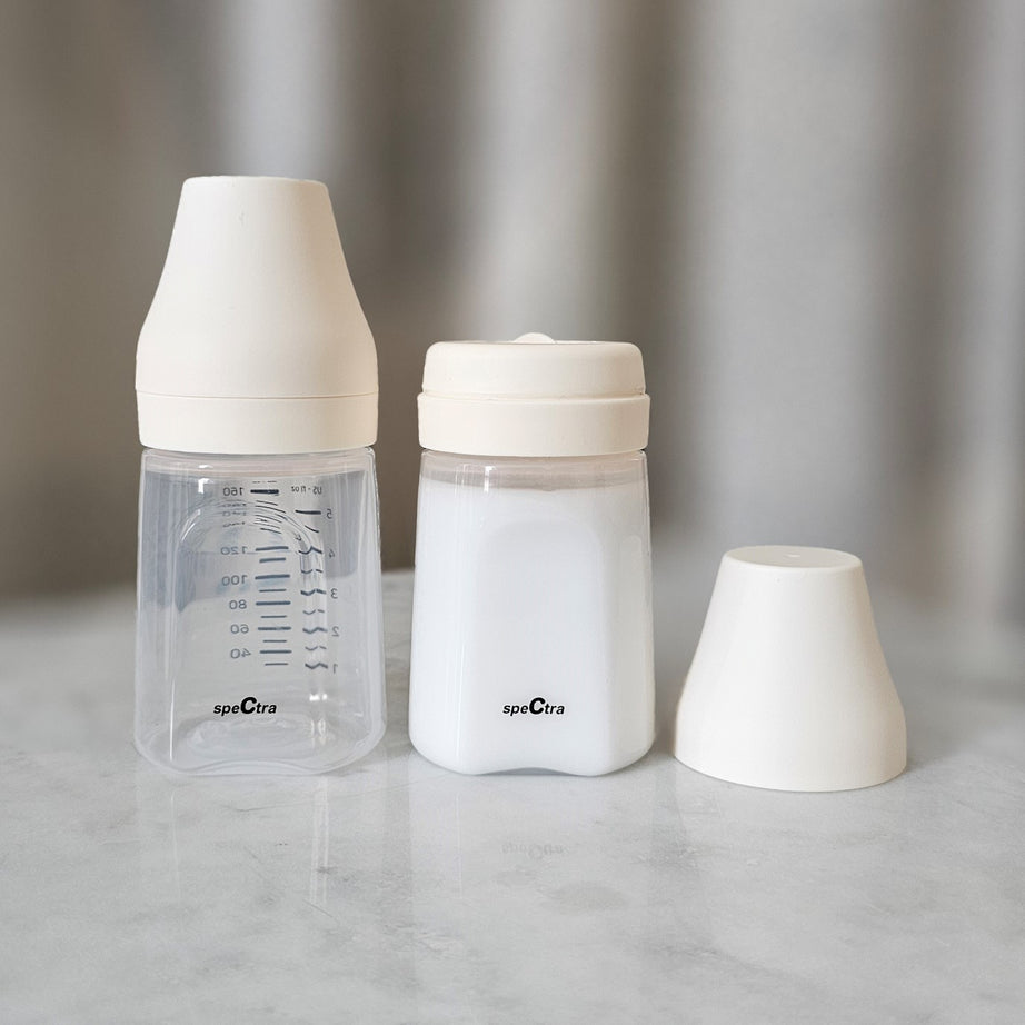 Spectra Breast Milk Storage Bottles – BPA-Free, Wide-Neck, Anti-Roll Design | Compatible with Spectra Breast Pumps (Except Wearable) | 2 Bottles of 160ml Each