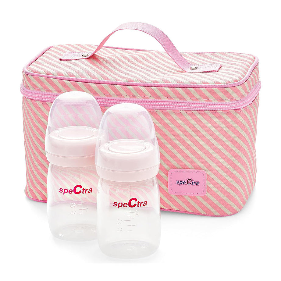 Spectra Cooler Kit – Insulated Breast Milk Storage Bag with Zipper Closure & Carry Handle | Holds Up to 6 Bottles | Includes Ice Pack & 2 BPA-Free 160ml Bottles