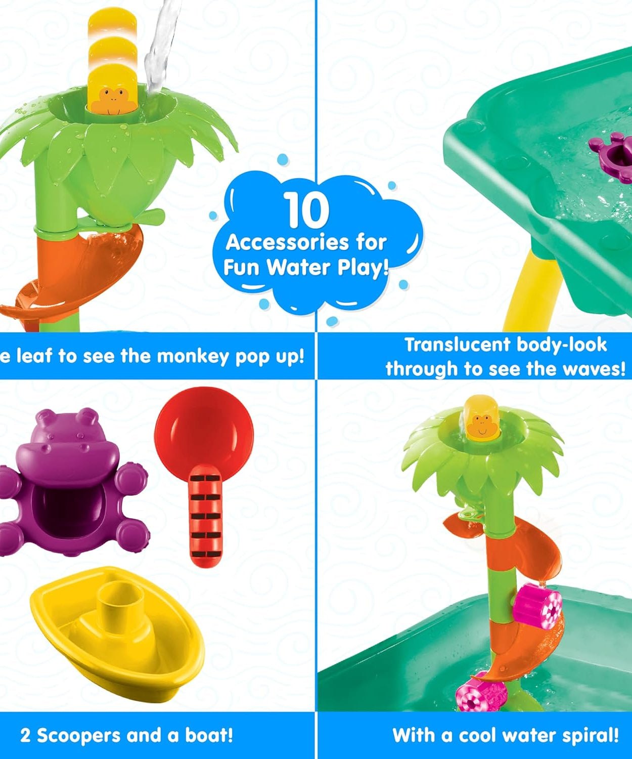 Funskool Giggles Splash n Fun Water Play Table | Interactive Kids Water Table with 10 Accessories | Educational Outdoor Toy for Toddlers 18M+ - MINIMEE KIDS