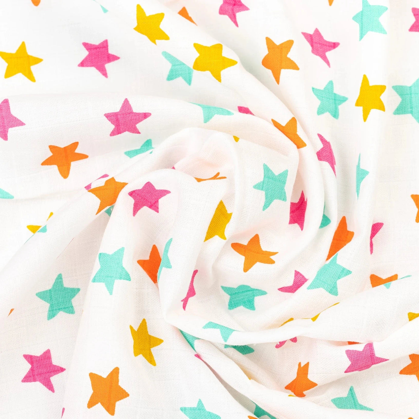 BeeLittle Organic Muslin Swaddle Blanket – Stars in Hues Pattern | Ultra-Soft, Breathable Baby Blanket for Newborns and Infants | 100 x 100 cm
