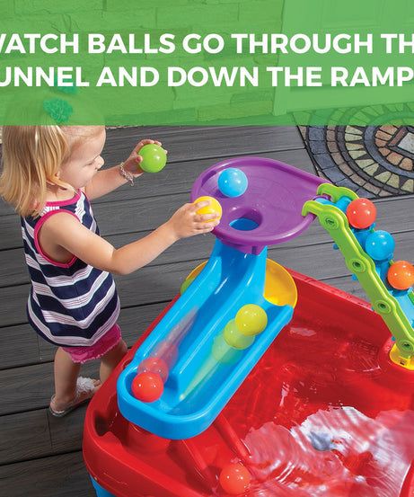 Step2 STEM Discovery Ball Table | Wet or Dry Water Table & Activity Playset for Toddlers | Includes Pulley System, Ramps, Flipper & 10 Balls | Indoor/Outdoor STEM Learning Toy | Age 2+ Years - MINIMEE KIDS