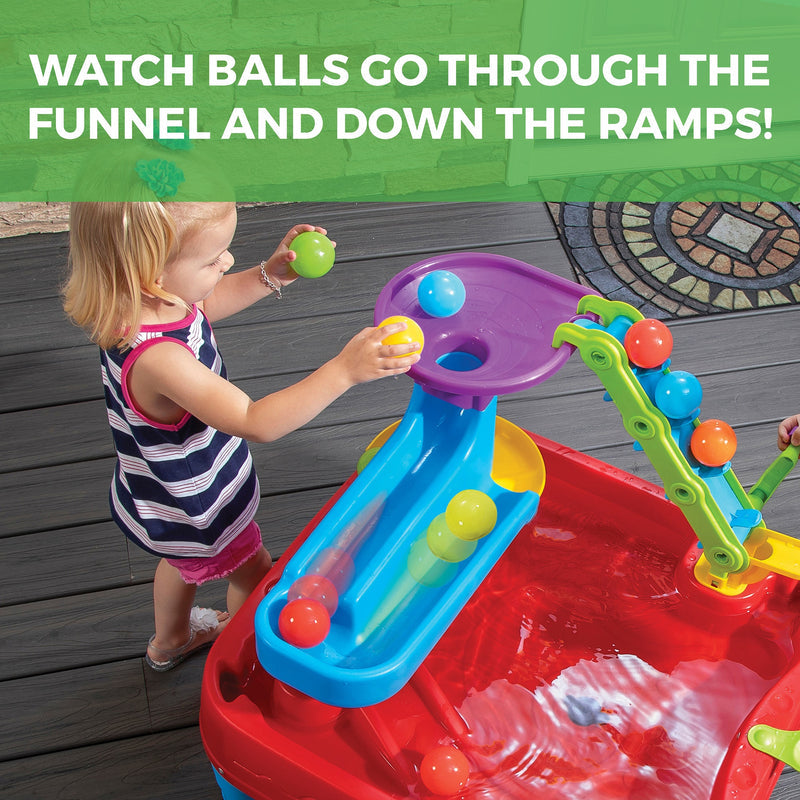 Step2 STEM Discovery Ball Table | Wet or Dry Water Table & Activity Playset for Toddlers | Includes Pulley System, Ramps, Flipper & 10 Balls | Indoor/Outdoor STEM Learning Toy | Age 2+ Years - MINIMEE KIDS