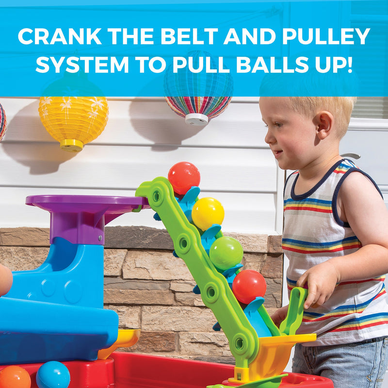 Step2 STEM Discovery Ball Table | Wet or Dry Water Table & Activity Playset for Toddlers | Includes Pulley System, Ramps, Flipper & 10 Balls | Indoor/Outdoor STEM Learning Toy | Age 2+ Years - MINIMEE KIDS