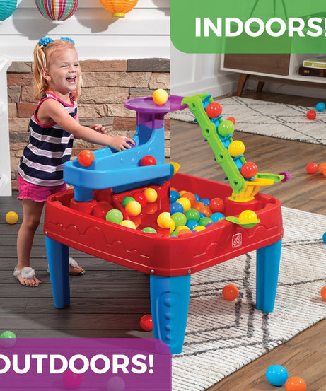 Step2 STEM Discovery Ball Table | Wet or Dry Water Table & Activity Playset for Toddlers | Includes Pulley System, Ramps, Flipper & 10 Balls | Indoor/Outdoor STEM Learning Toy | Age 2+ Years - MINIMEE KIDS