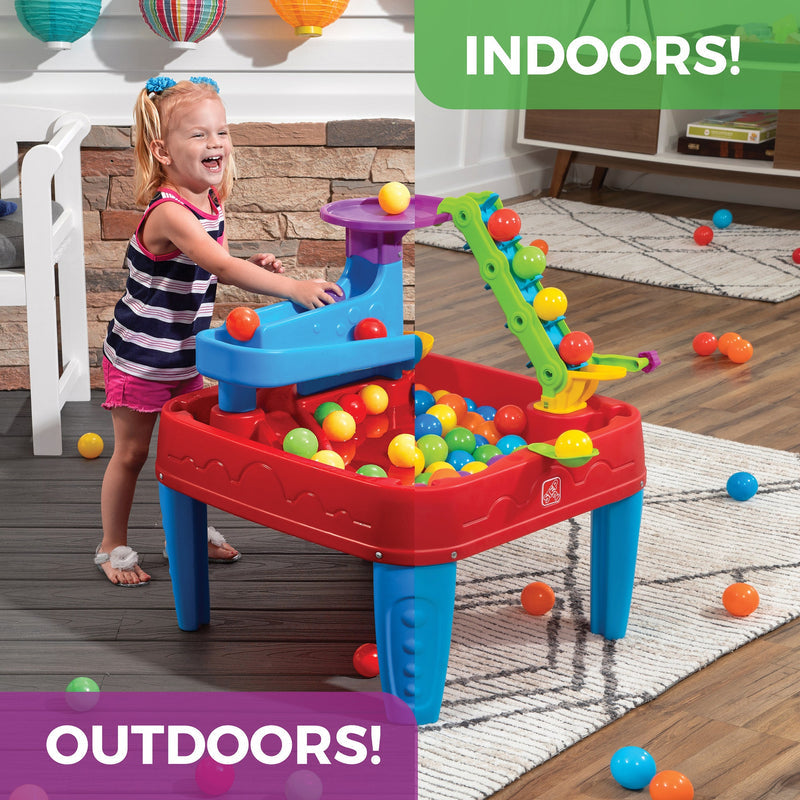 Step2 STEM Discovery Ball Table | Wet or Dry Water Table & Activity Playset for Toddlers | Includes Pulley System, Ramps, Flipper & 10 Balls | Indoor/Outdoor STEM Learning Toy | Age 2+ Years - MINIMEE KIDS