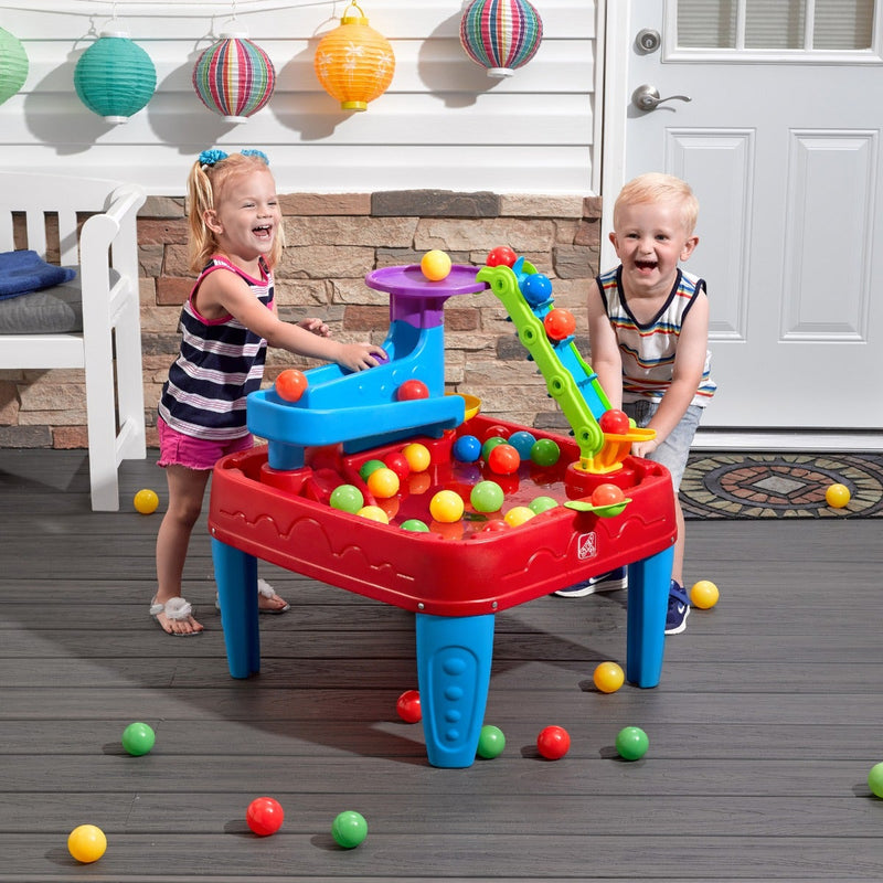 Step2 STEM Discovery Ball Table | Wet or Dry Water Table & Activity Playset for Toddlers | Includes Pulley System, Ramps, Flipper & 10 Balls | Indoor/Outdoor STEM Learning Toy | Age 2+ Years - MINIMEE KIDS