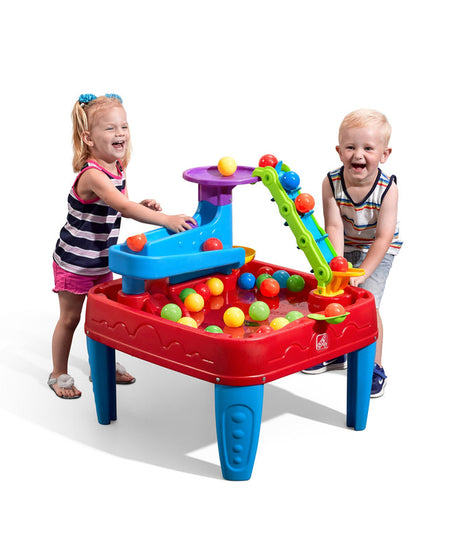 Step2 STEM Discovery Ball Table | Wet or Dry Water Table & Activity Playset for Toddlers | Includes Pulley System, Ramps, Flipper & 10 Balls | Indoor/Outdoor STEM Learning Toy | Age 2+ Years - MINIMEE KIDS
