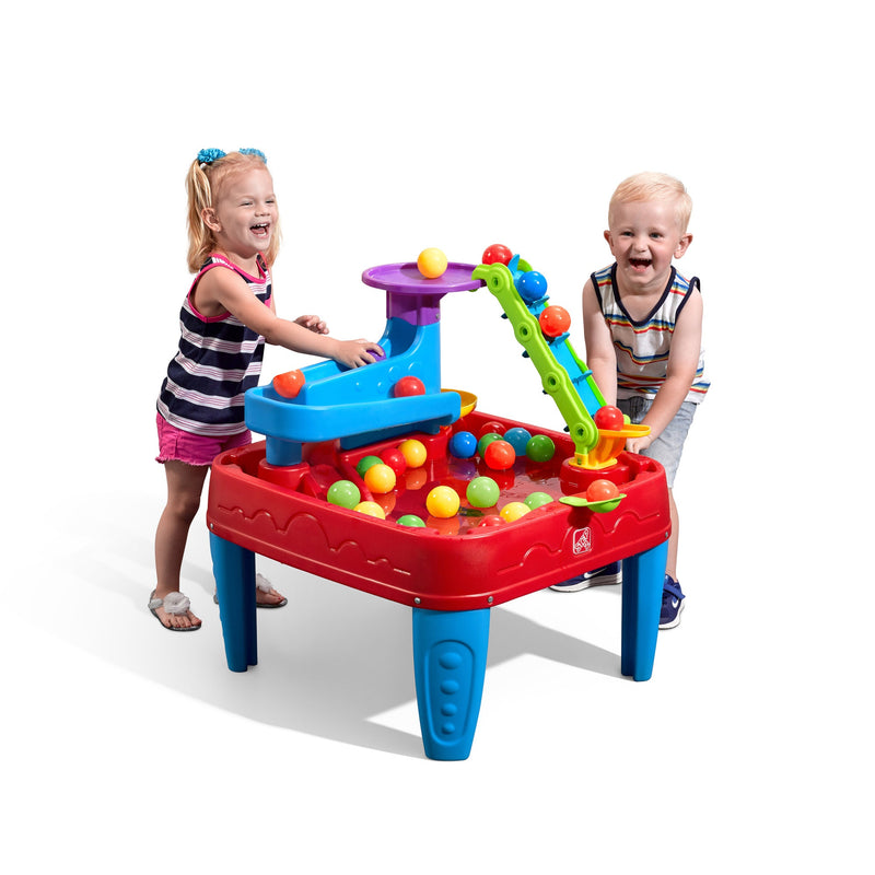 Step2 STEM Discovery Ball Table | Wet or Dry Water Table & Activity Playset for Toddlers | Includes Pulley System, Ramps, Flipper & 10 Balls | Indoor/Outdoor STEM Learning Toy | Age 2+ Years