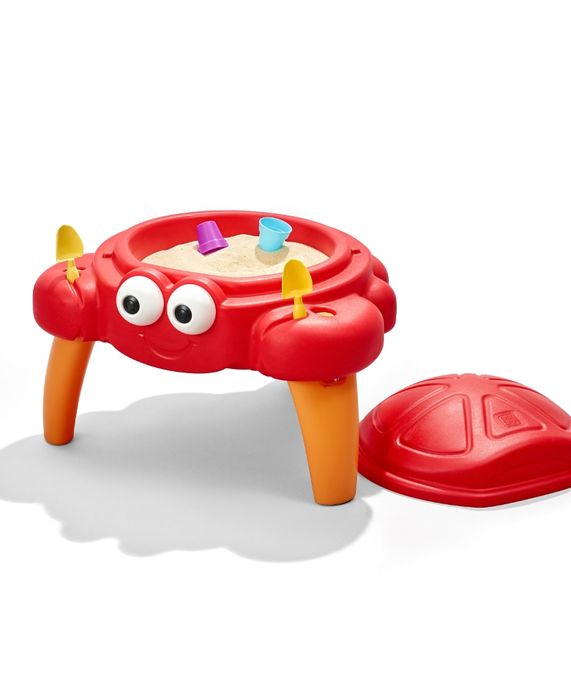 Step2 Crabbie Sand Table for Kids – Outdoor Crab-Themed Sensory Play Table with Lid & Accessories | Holds Up to 25 lbs Sand | Ages 1.5+ Years - MINIMEE KIDS