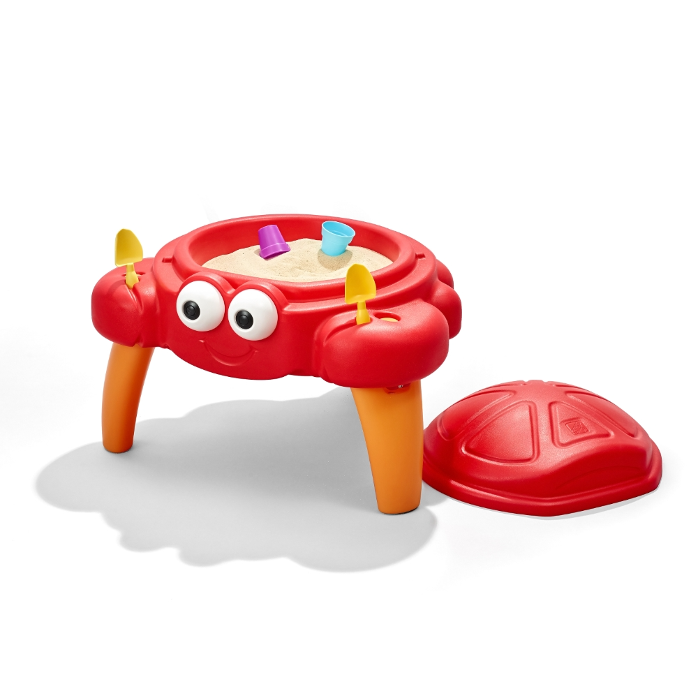Step2 Crabbie Sand Table for Kids – Outdoor Crab-Themed Sensory Play Table with Lid & Accessories | Holds Up to 25 lbs Sand | Ages 1.5+ Years - MINIMEE KIDS