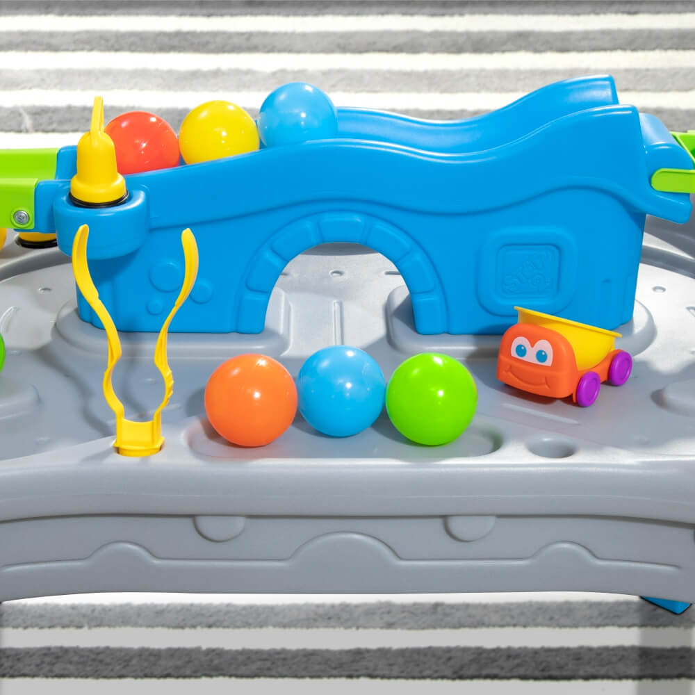 Step2 Ball Buddies Truckin' & Rollin' Play Table for Toddlers | 2+ Years | Fun Activity Table with Trucks, Balls, Tracks & Storage | Enhances Fine Motor Skills - MINIMEE KIDS