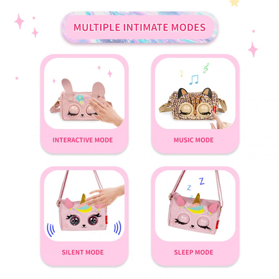 Supercute Talking Elf Interactive Messenger Bag Toy for Kids – Music, Sleep & Voice Modes | 6 Variants – Unicorn, Rabbit, Panda, Leopard, Black Cat & Fawn | Gift Box Packed | 3+ Years